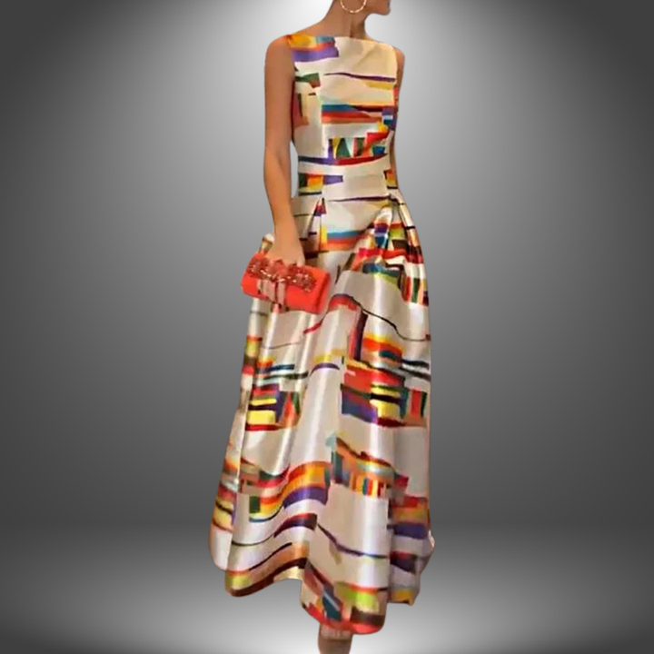 Vivien - Vestido Largo con Estampado Geométrico