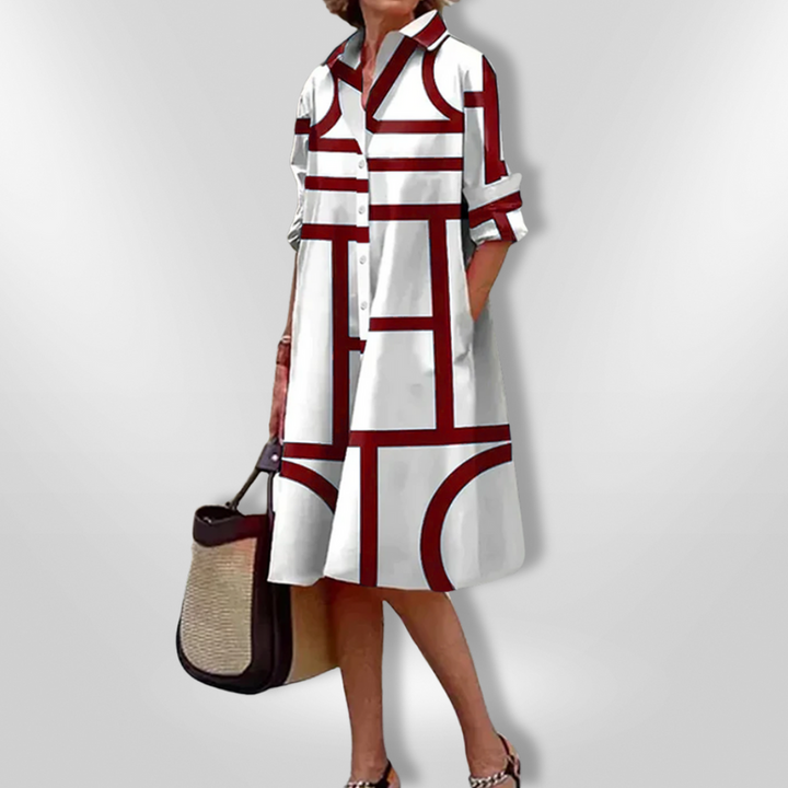 Lynna - Vestido Midi Informal Con Bolsillos Y Botones
