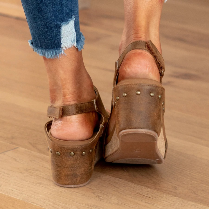 Makrina - Cómodas Sandalias De Tacón De Cuña
