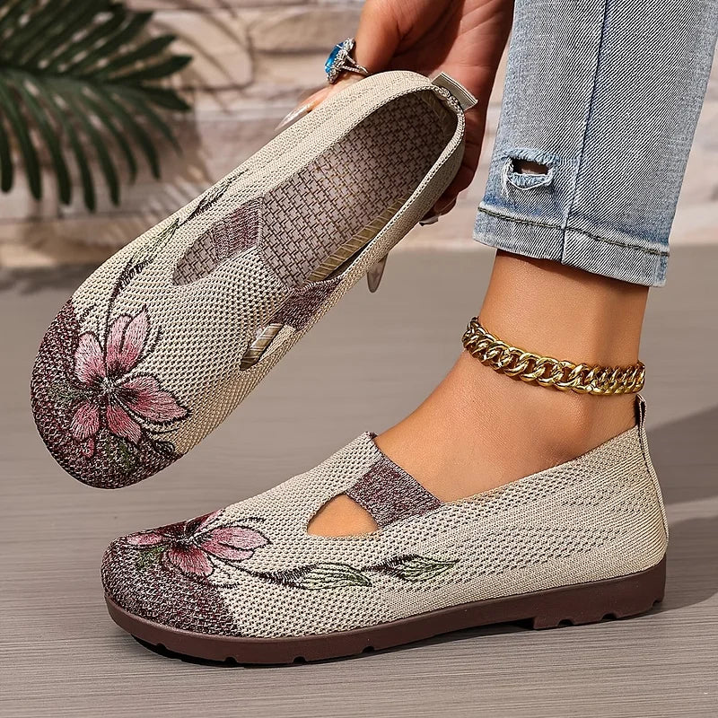 Martine – Zapatos de Punto Con Bordados Florales y Transpirables