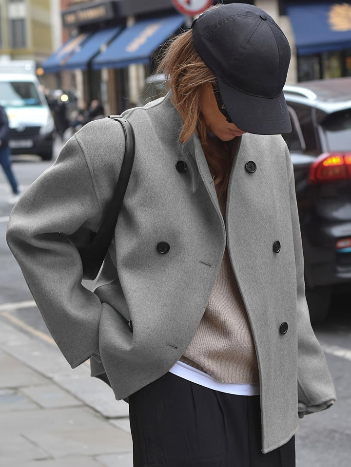 Deanne - Elegante Abrigo Beige De Doble Botonadura