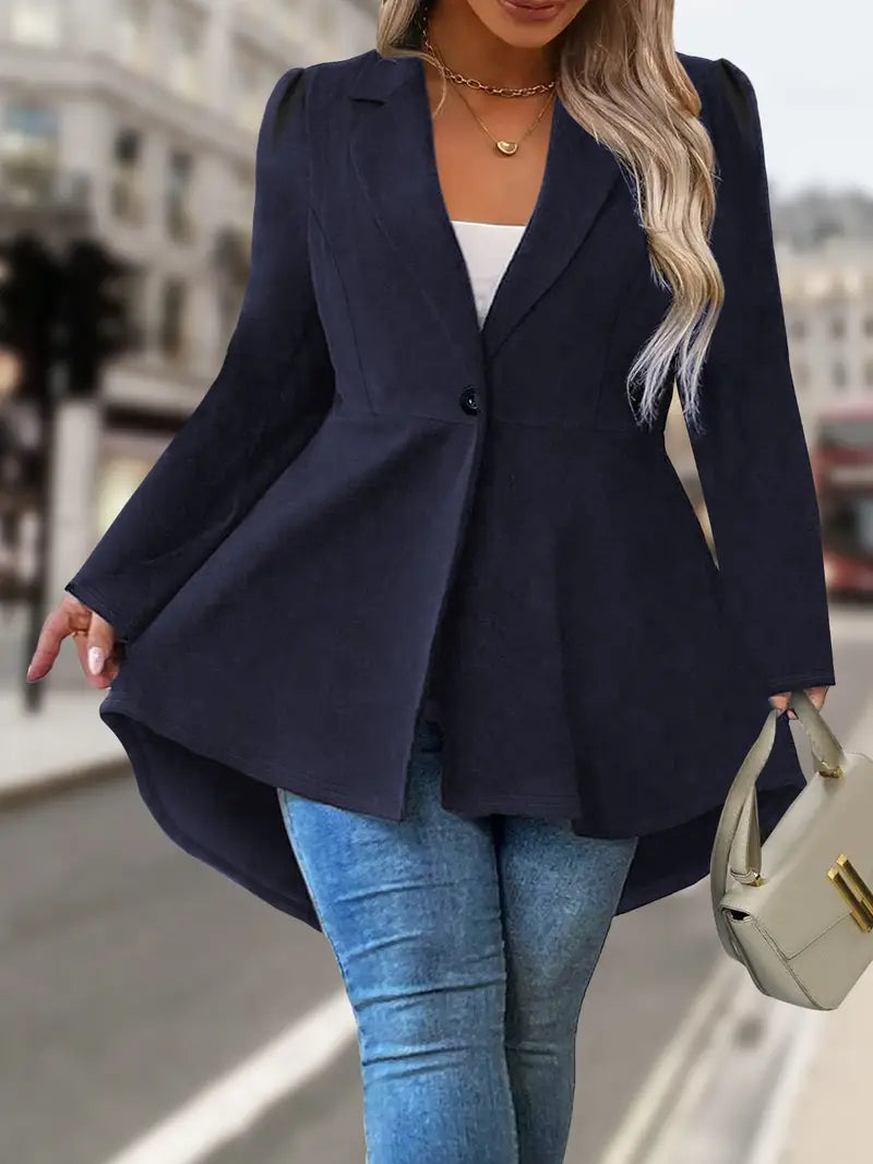 Mackayla - Elegante Blazer De Manga Larga Con Un Solo Botón