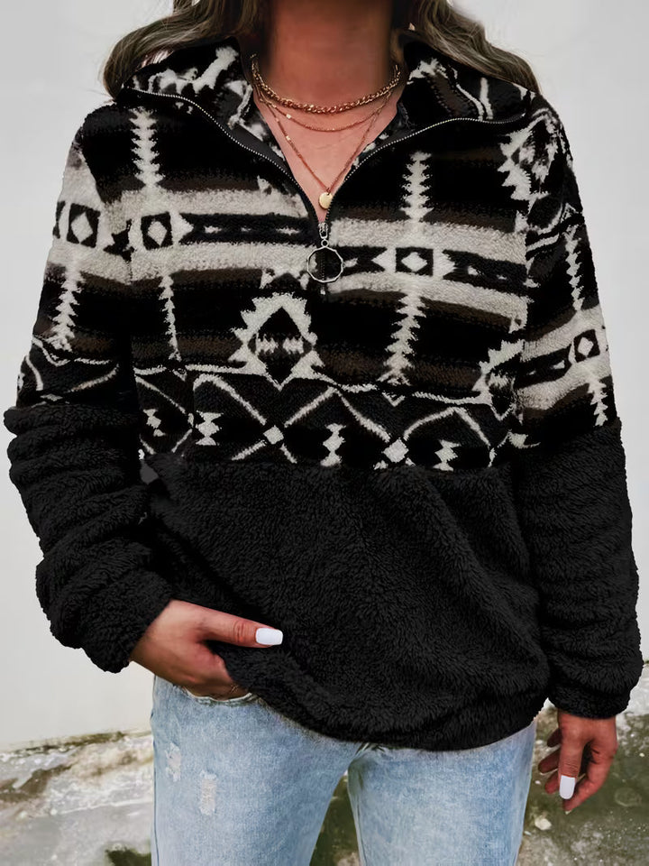 Limina - Sudadera De Felpa Con Estampado Geométrico Y Media Cremallera