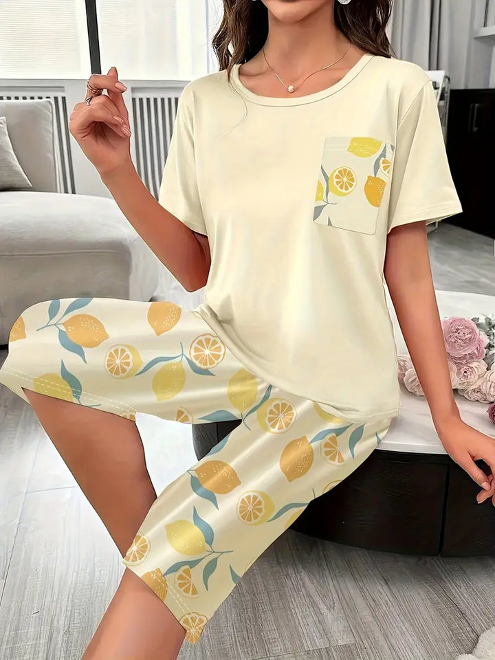 Kinsley - Conjunto Cómodo De Ropa De Estar Por Casa Con Estampado De Flores