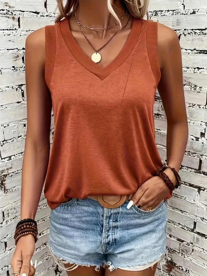 Analia - Top Transpirable Con Cuello En V Y Sin Mangas