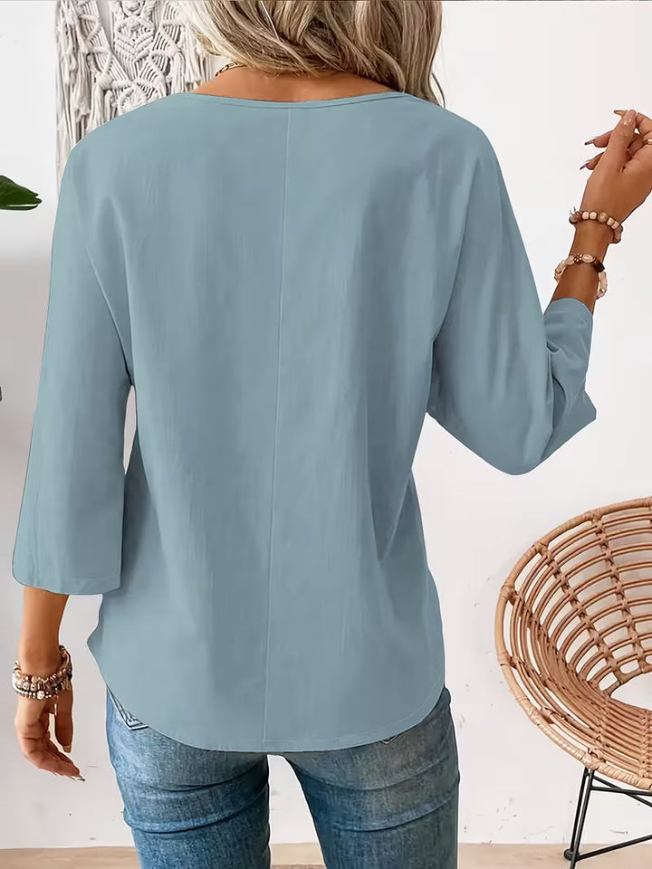 Sheril - Camiseta Holgada Con Mangas Enrollables y Estampado Floral