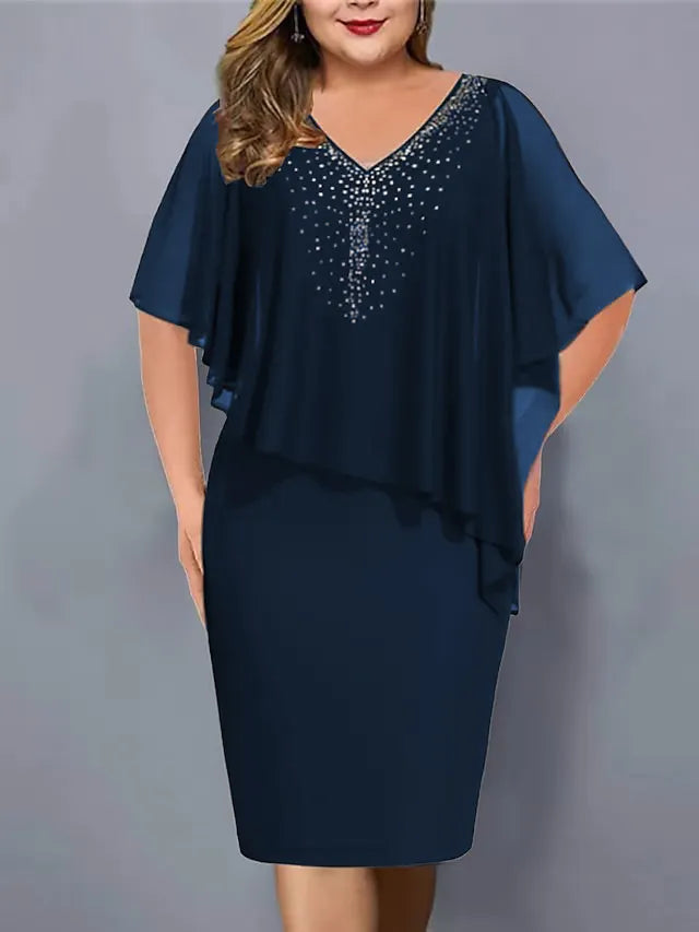 Amelie - Vestido De Gasa Con Escote en V Y Adornos De Strass