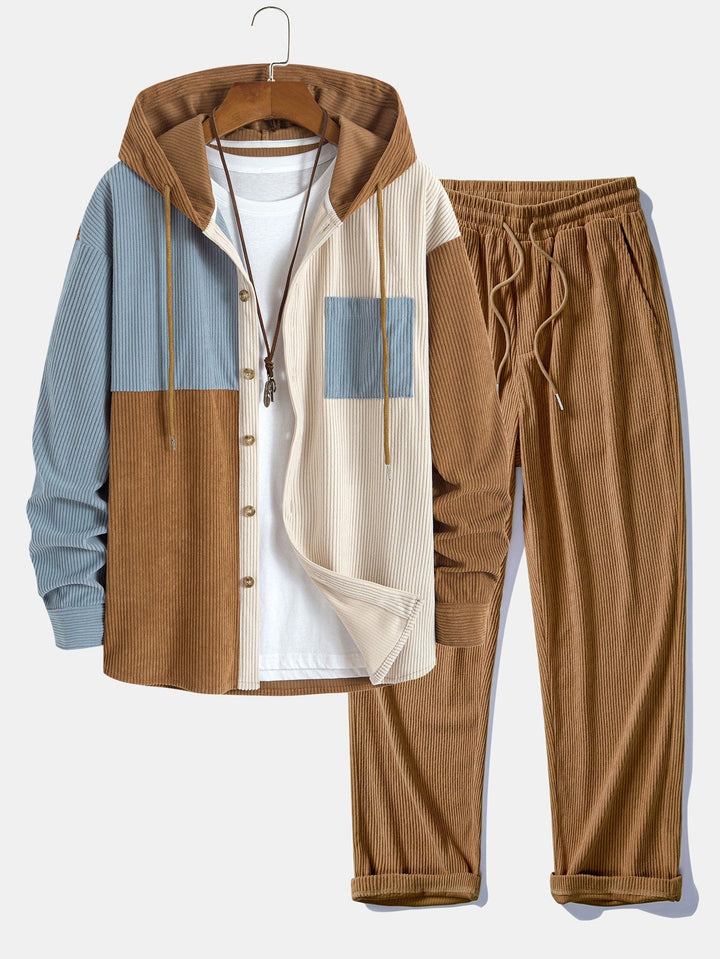 Herk - Conjunto De Sudadera Con Capucha y Pantalones De Pana Con Parches