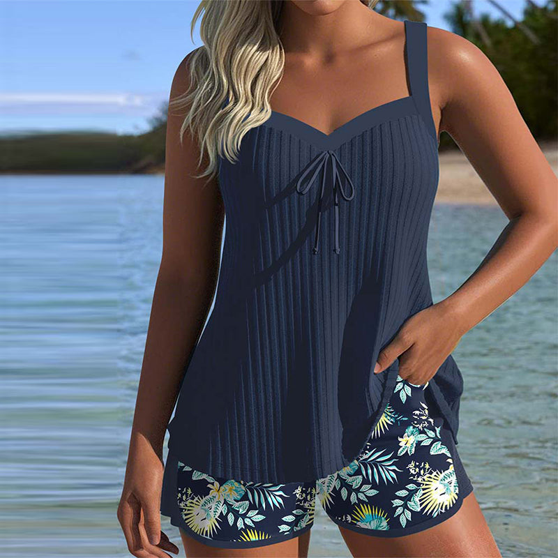 Elvia - Elegante Conjunto De Tankini Con Estampado Floral
