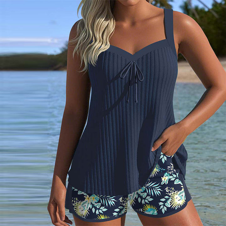 Elvia - Elegante Conjunto De Tankini Con Estampado Floral