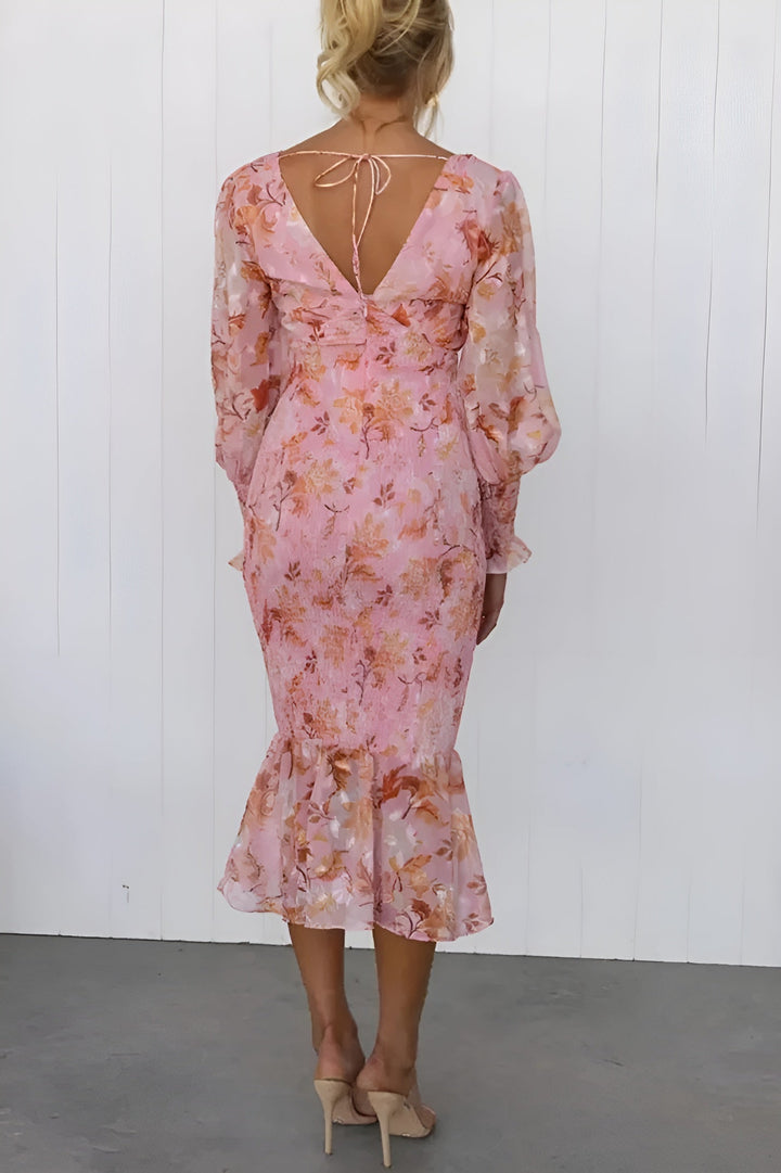 Nayra - Elegante Vestido Floral Con Cuello En V
