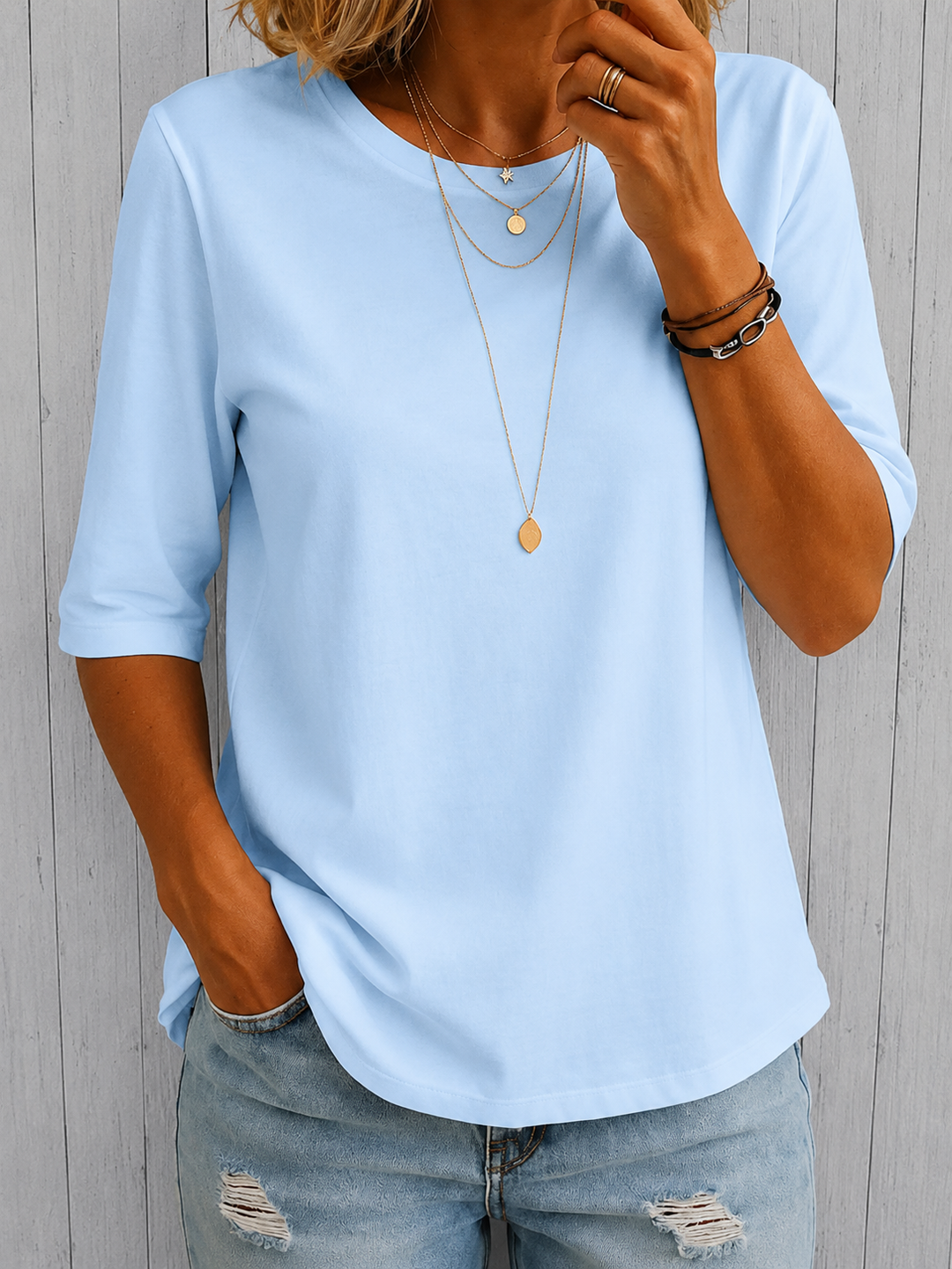 Uththara - Camiseta Cómoda De Manga Corta