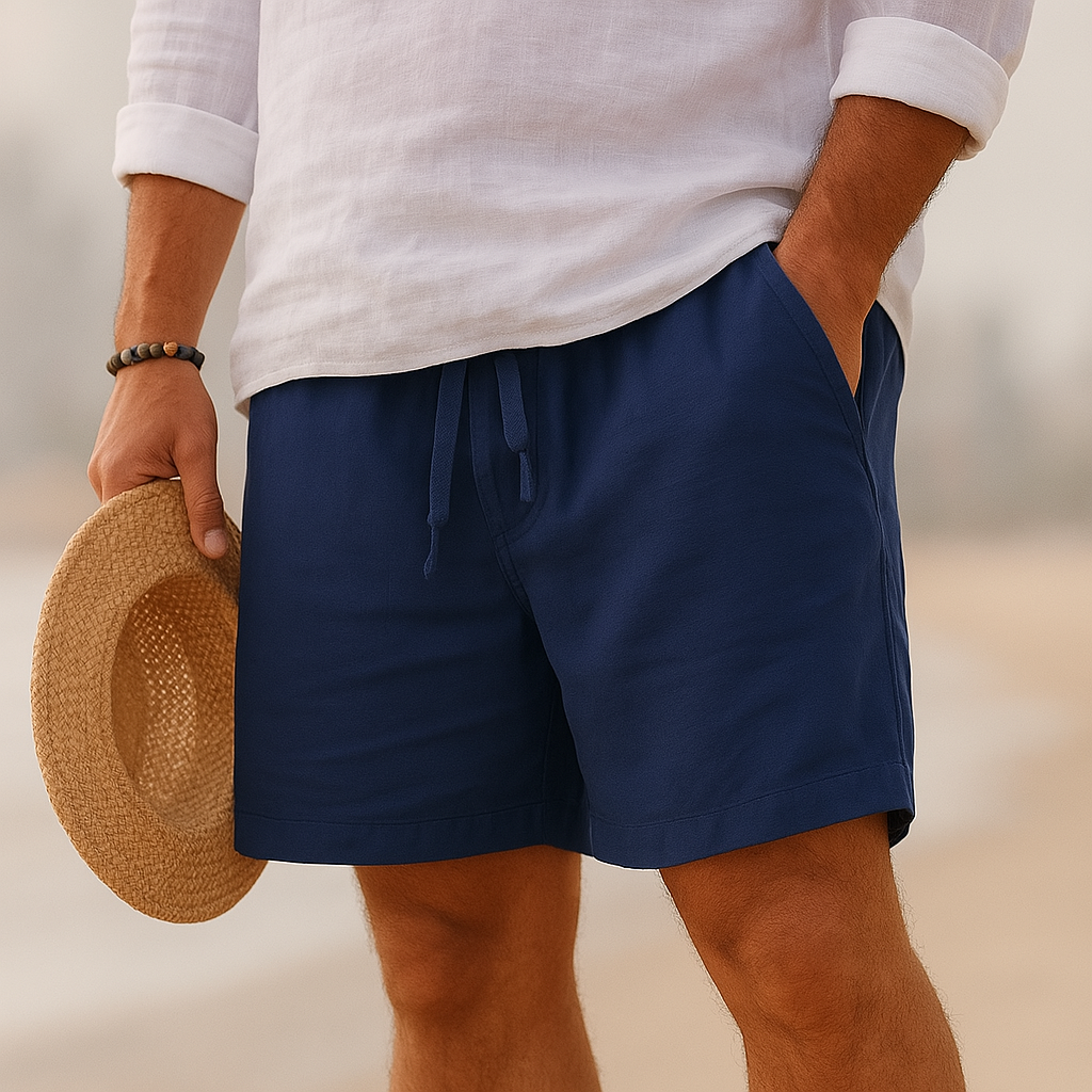 Kaleb - Pantalones Cortos Elegantes De Lino Con Elástico