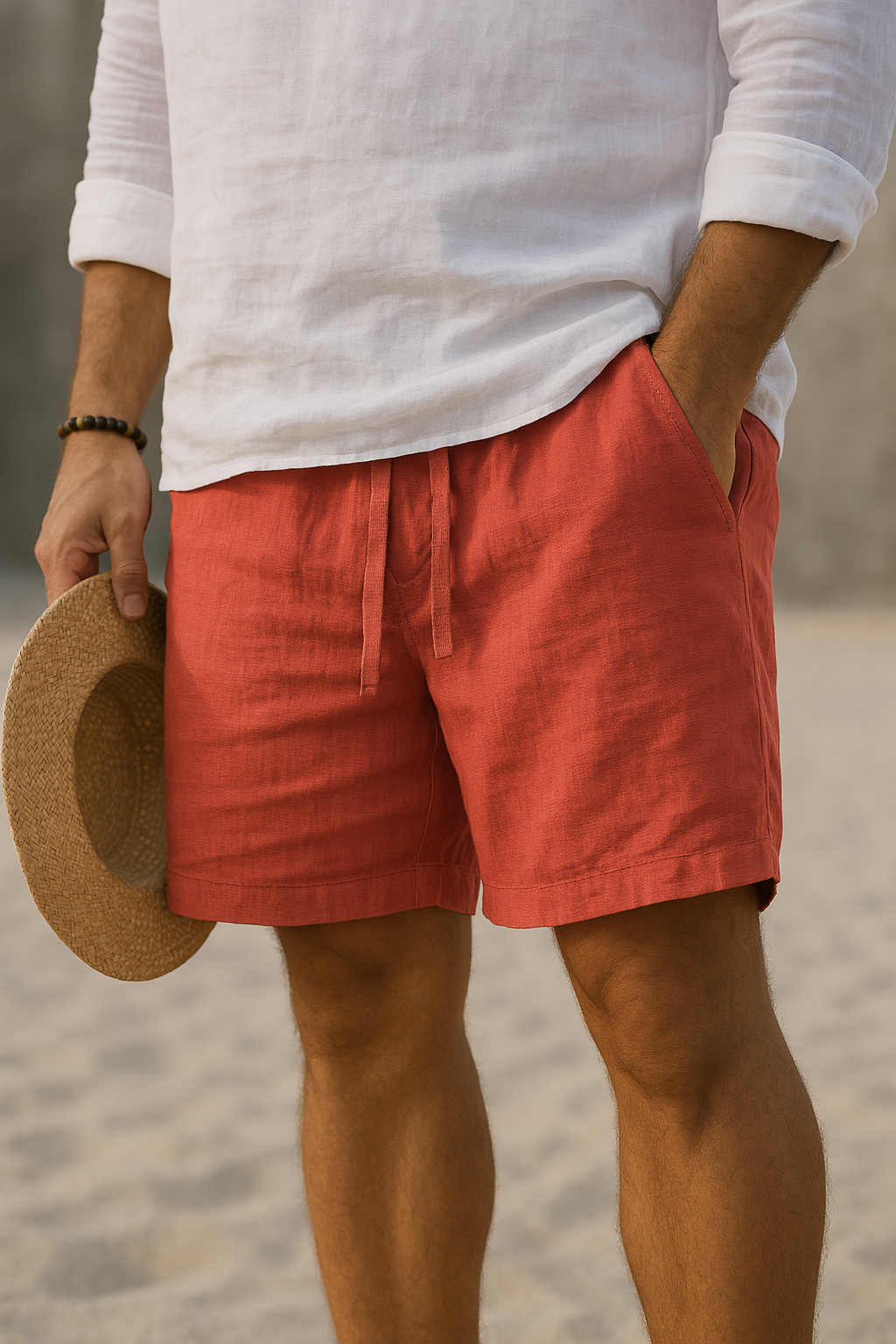 Kaleb - Pantalones Cortos Elegantes De Lino Con Elástico