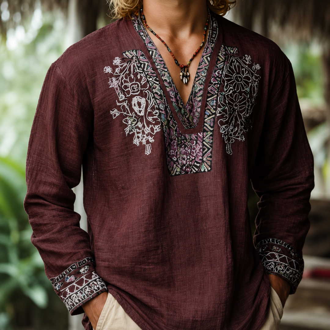 Tayson - Camisa De Verano Con Bordados De Estilo Bohemio