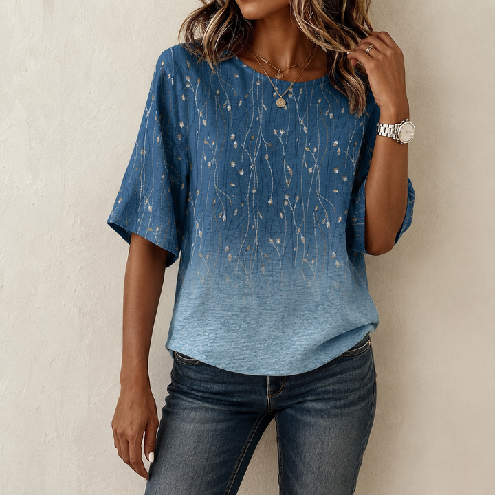 Eelene - Blusa Vintage Con Estampado De Hojas