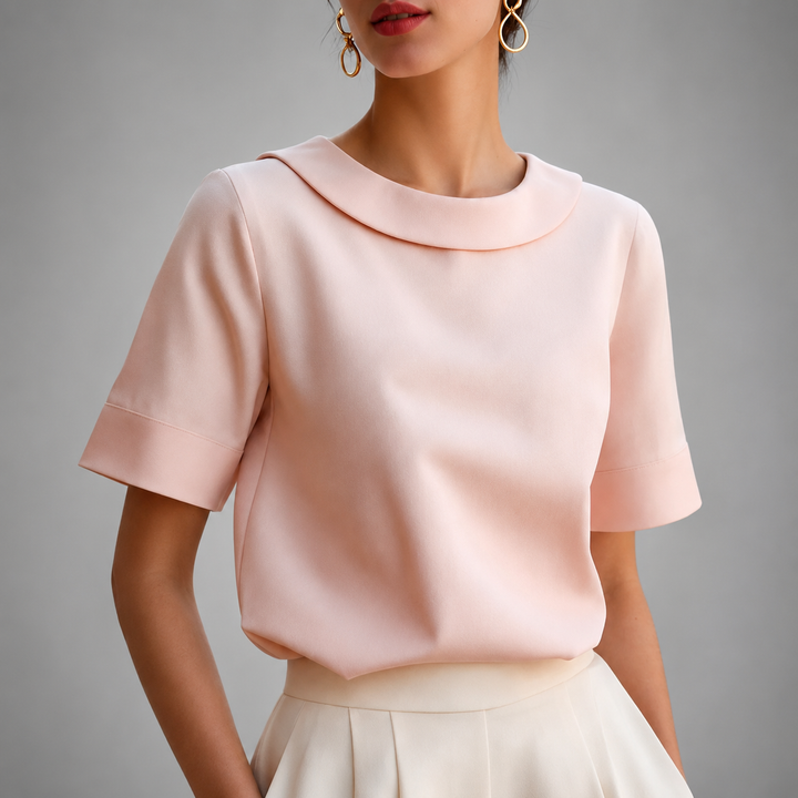 Genila - Blusa De Manga Corta Y Cuello Redondo