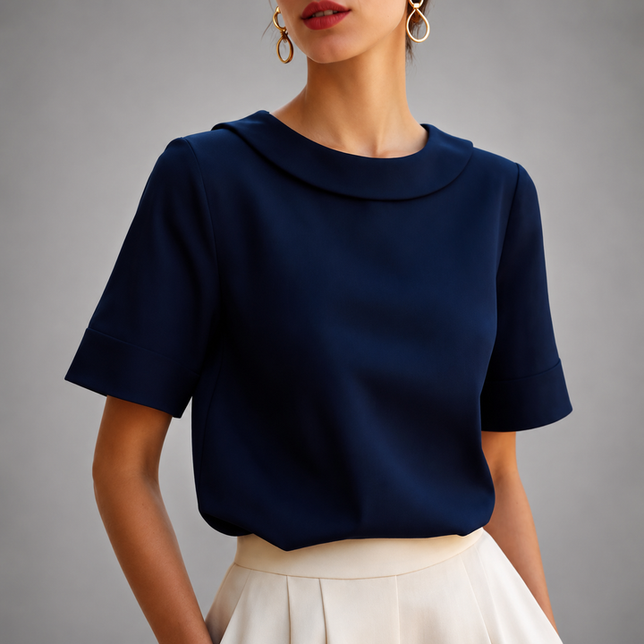 Genila - Blusa De Manga Corta Y Cuello Redondo