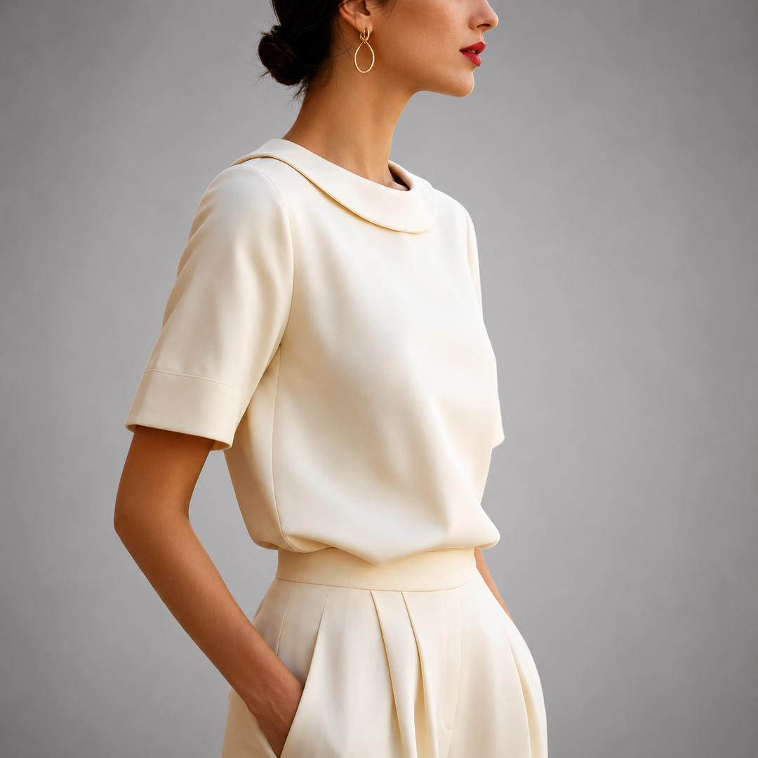 Genila - Blusa De Manga Corta Y Cuello Redondo