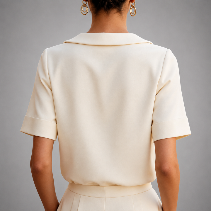 Genila - Blusa De Manga Corta Y Cuello Redondo