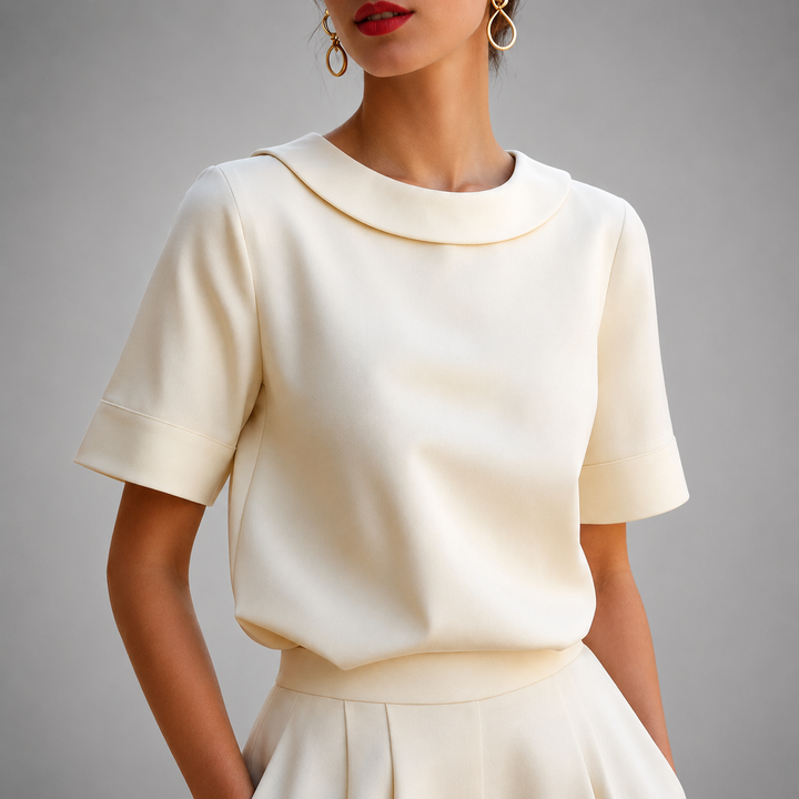 Genila - Blusa De Manga Corta Y Cuello Redondo