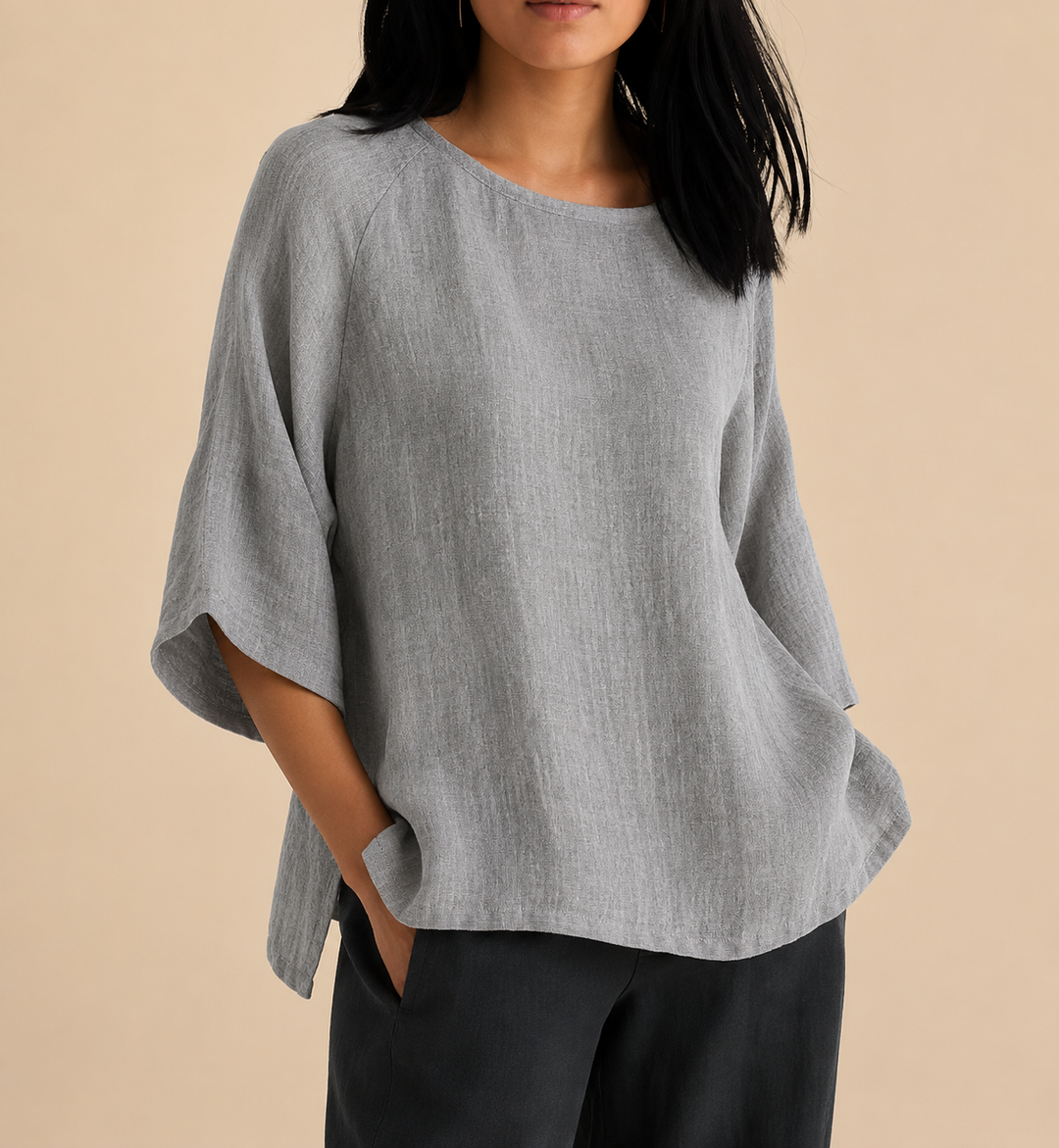 Steffi - Blusa Informal de Corte Oversize y Cuello Redondo