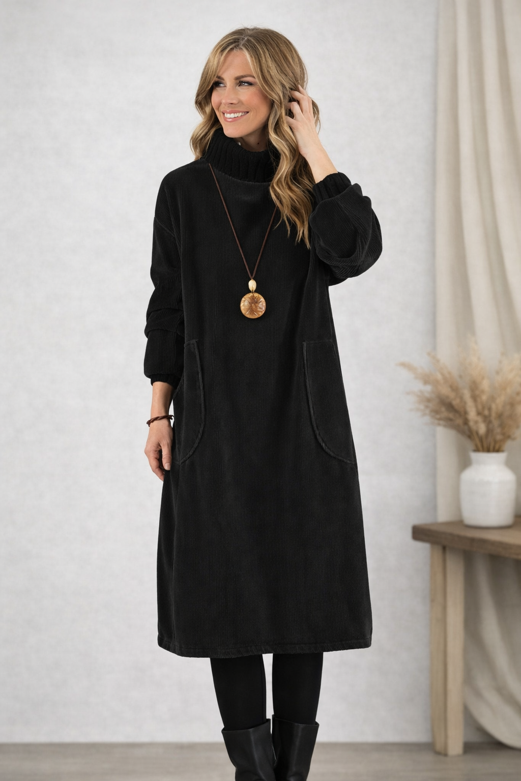 Nastasija - Vestido Midi De Invierno Con Bolsillos