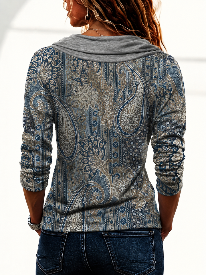 Vinja - Top Con Cuello Vuelto Y Estampado De Paisley