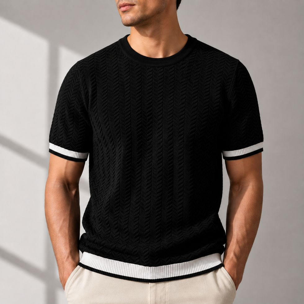 Reagan - Jersey de Punto Con Textura y Manga Corta