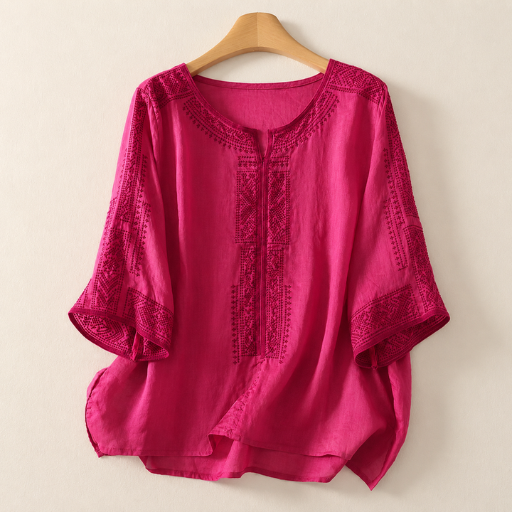 Zaanfi - Blusa De Lino Bordada