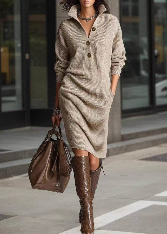 Perona - Elegante Vestido De Punto Con Botones
