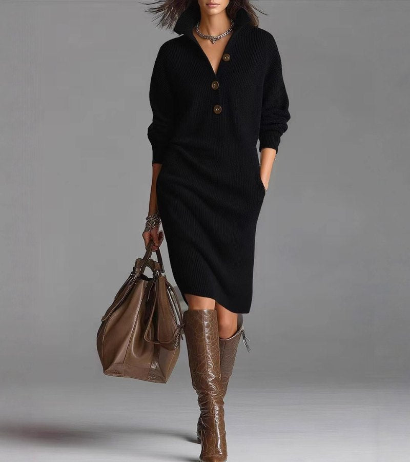 Perona - Elegante Vestido De Punto Con Botones