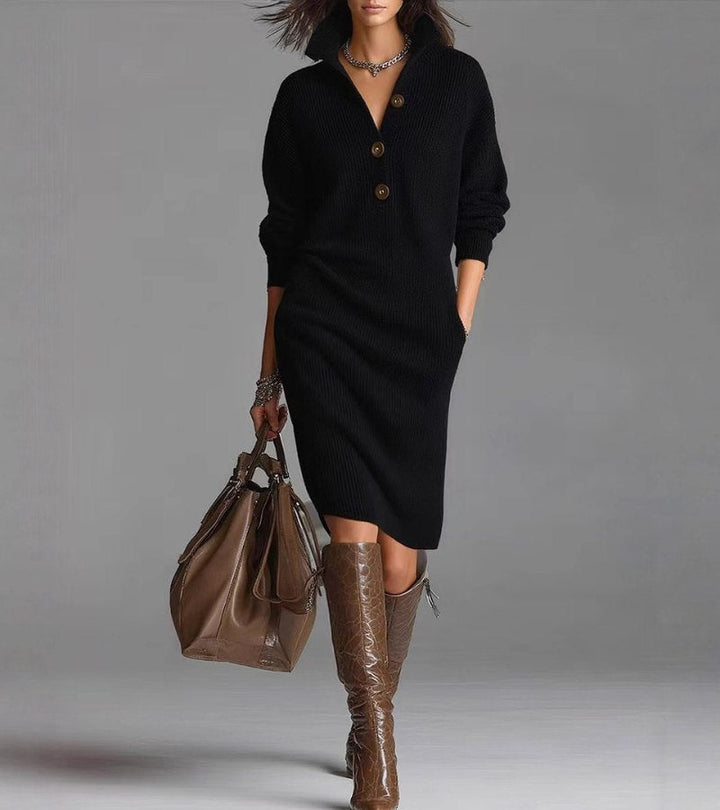 Perona - Elegante Vestido De Punto Con Botones