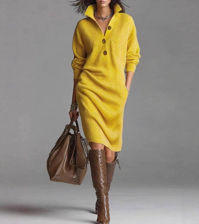 Perona - Elegante Vestido De Punto Con Botones
