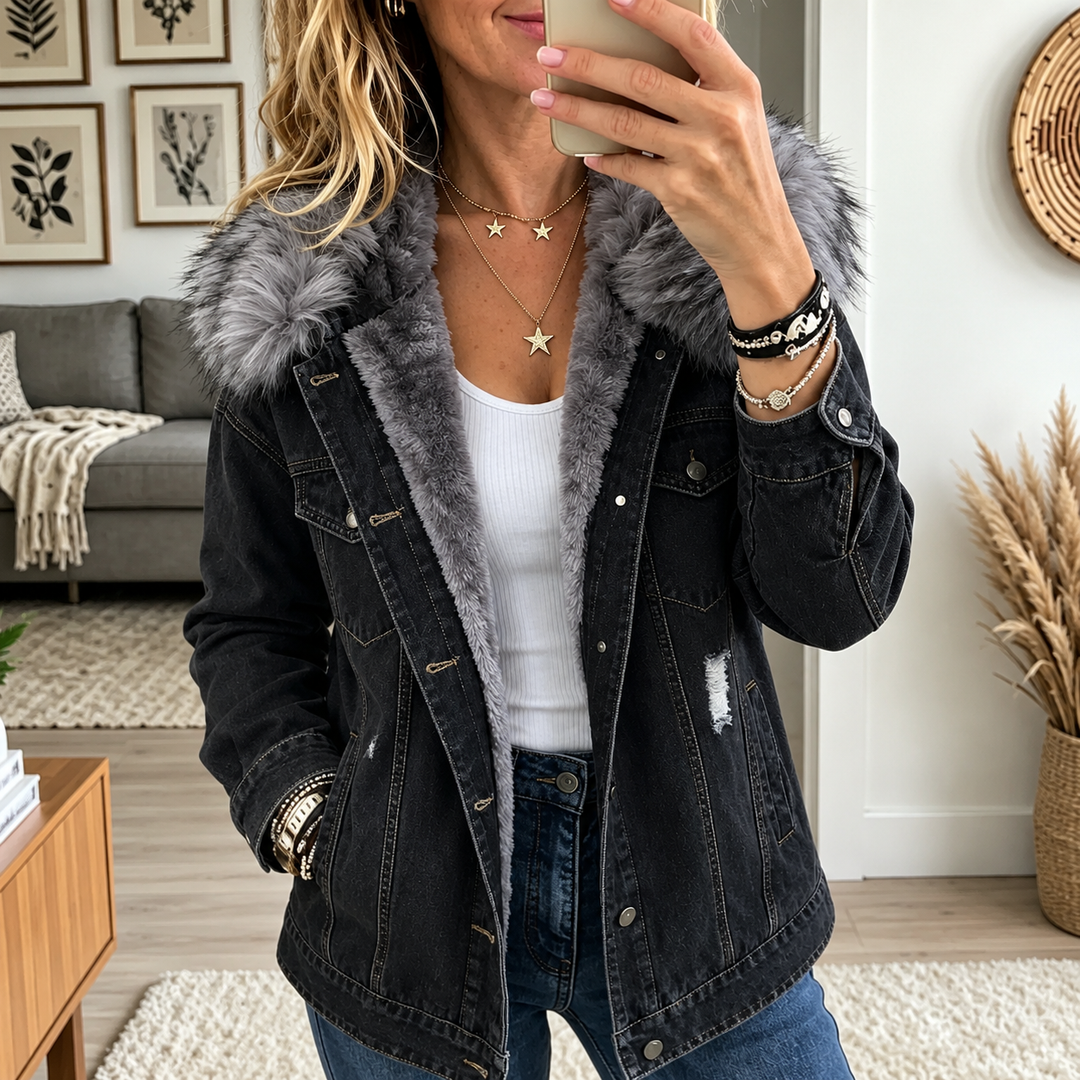 Milene - Chaqueta Vaquera Con Cuello De Piel