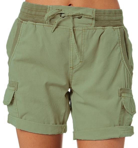 Audria - Pantalones Cortos de Cintura Alta Con Cordón y Bolsillos Tipo Cargo
