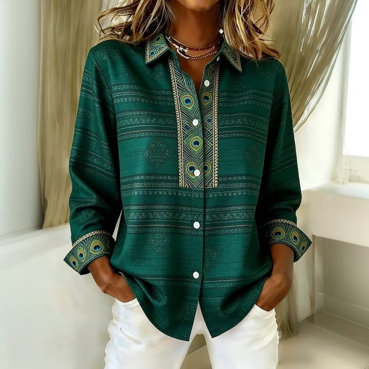 Zilira - Camisa Con Estampado De Plumas De Pavo Real