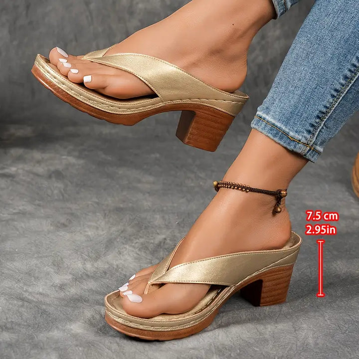Cinzia - Sandalias Cómodas Con Tacón Grueso