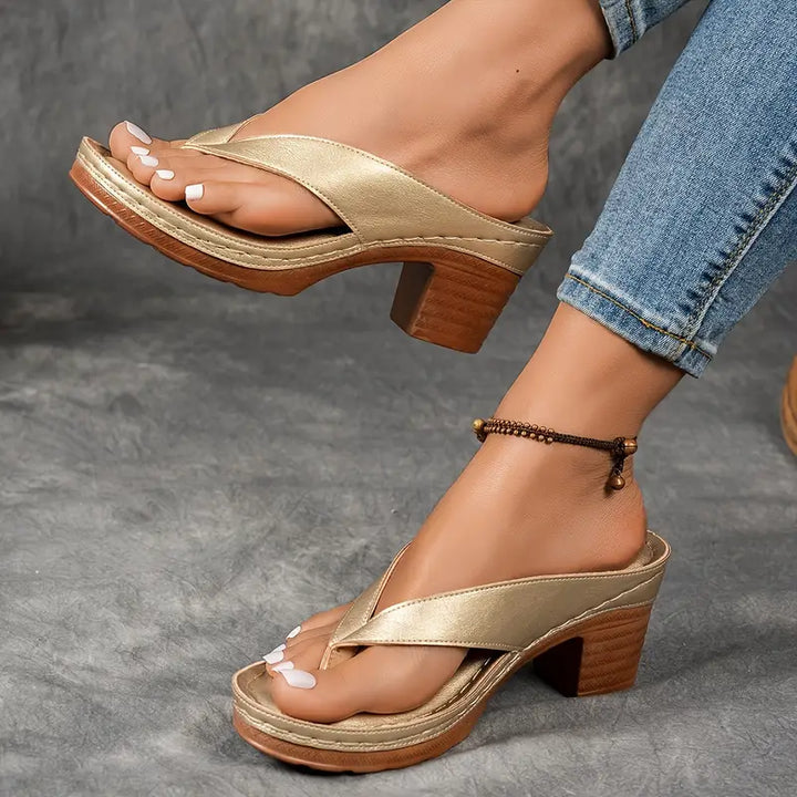 Cinzia - Sandalias Cómodas Con Tacón Grueso