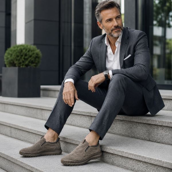 Traveis - Zapatos sin Cordones con Paneles Elásticos y Suelas Texturizadas