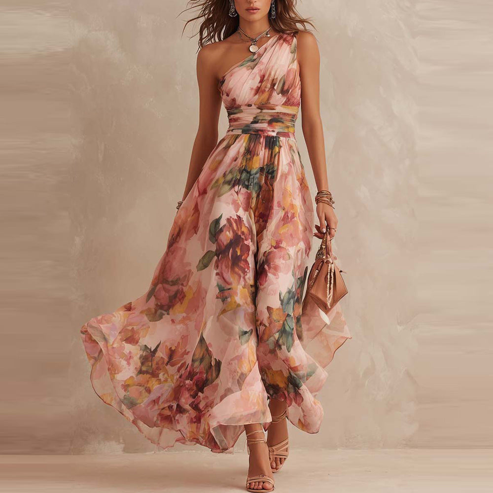 Lesena - Elegante Vestido Largo Con Estampado Floral