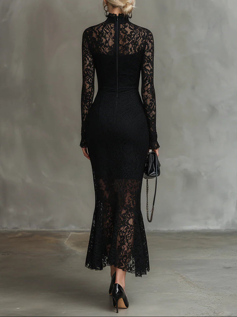 Yalissa - Vestido Largo de manga Larga con Encaje