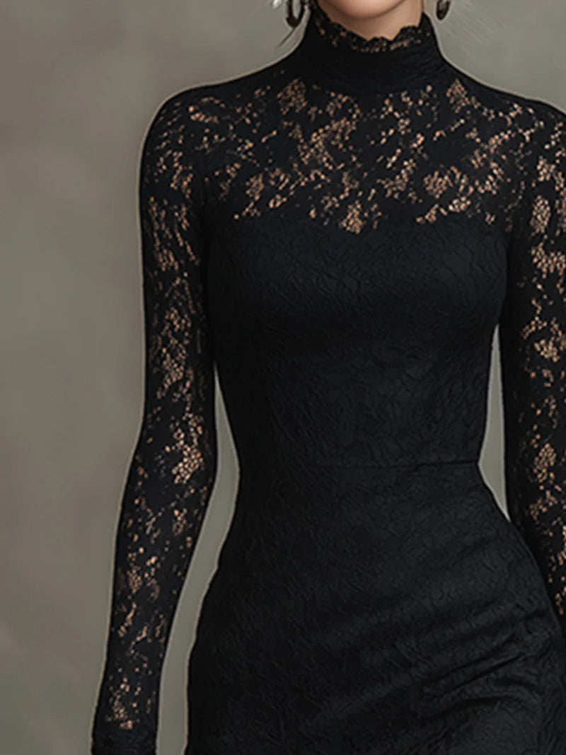 Yalissa - Vestido Largo de manga Larga con Encaje