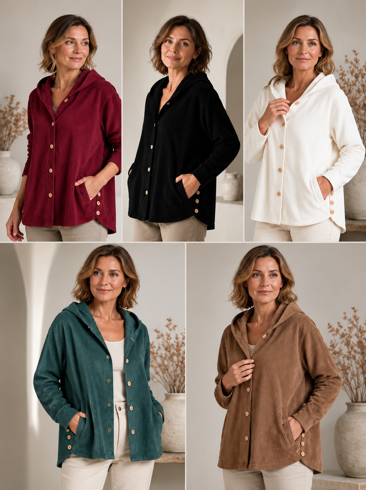 Tezila - Elegante Abrigo De Pana Con Capucha