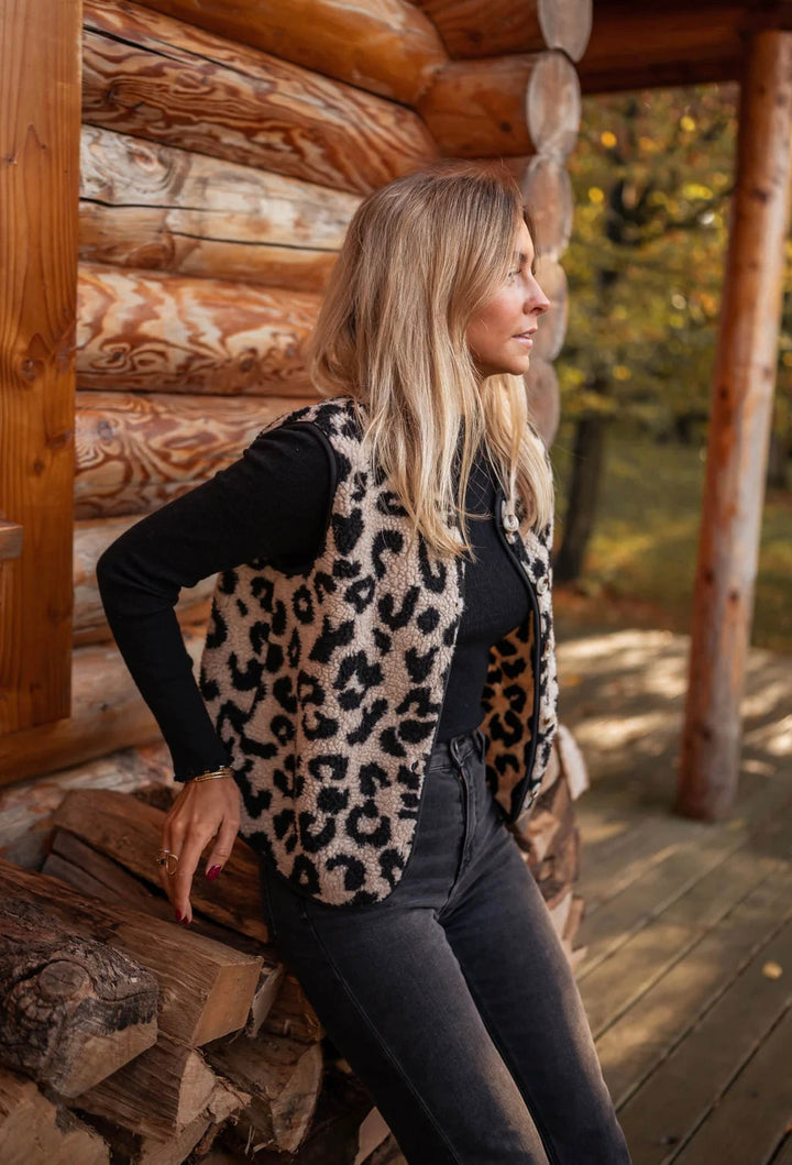 Astrd – Chaleco De Punto Con Estampado De Leopardo