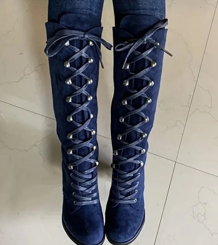 Asmita - Botas De Ante Con Cordones Y Tacón Alto