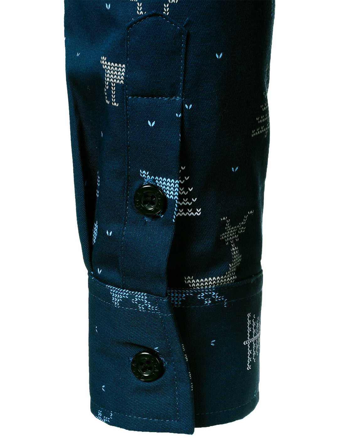 Rowan - Camisa de manga Larga azul marino Transpirable con Estampado de alces y árboles de Navidad para Caballero