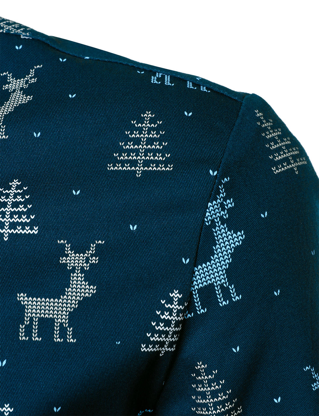 Rowan - Camisa de manga Larga azul marino Transpirable con Estampado de alces y árboles de Navidad para Caballero