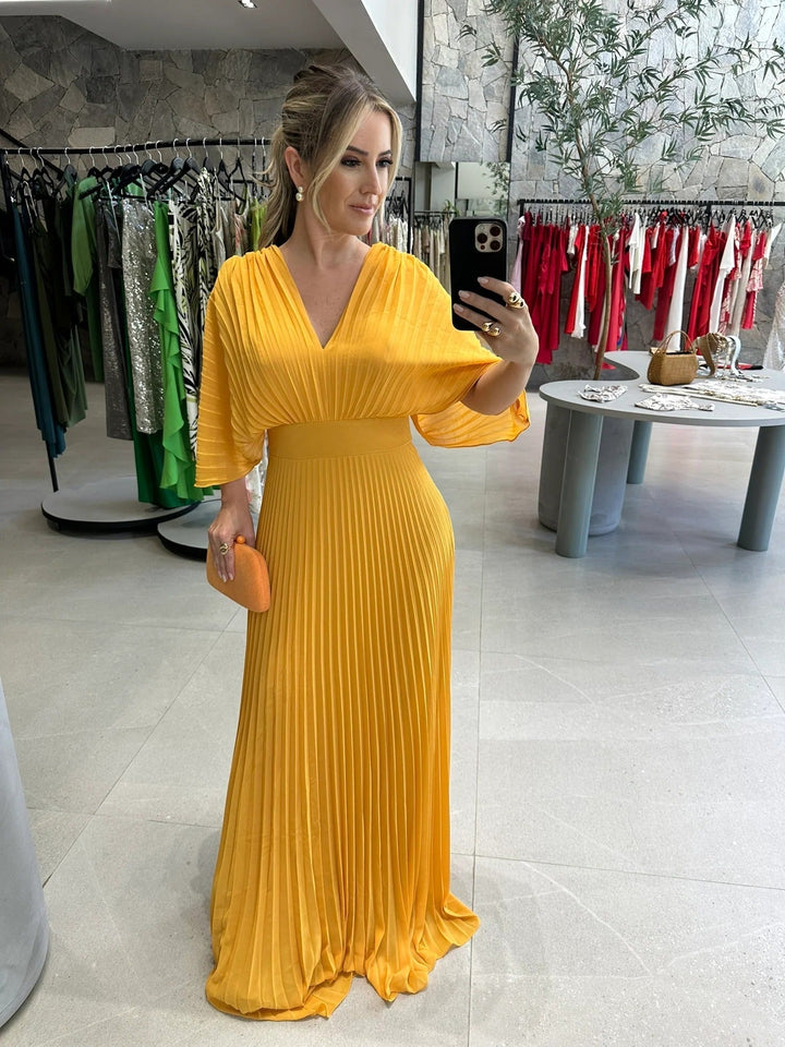 Valerija - Vestido Largo Plisado Vibrante