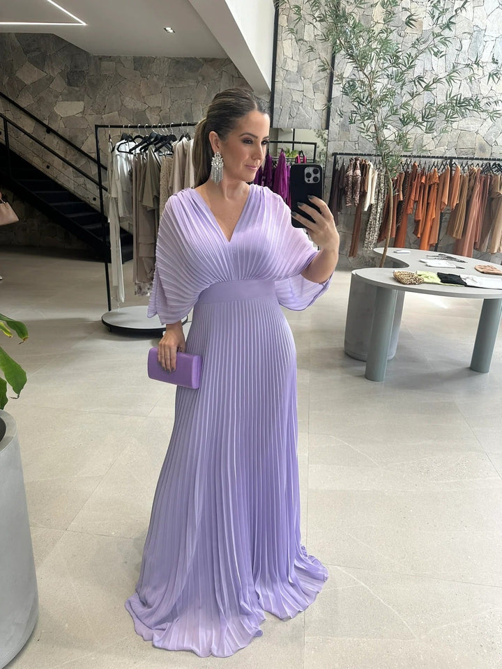 Valerija - Vestido Largo Plisado Vibrante